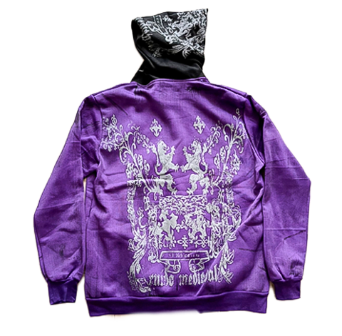 SUDADERA OJO ROJO Y2K MORADA GORRO NEGRO