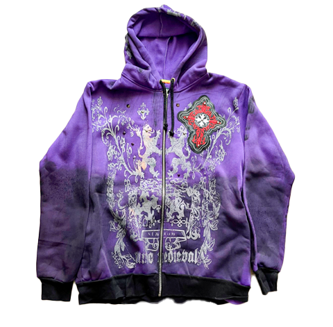 SUDADERA OJO ROJO Y2K GORRO MORADO