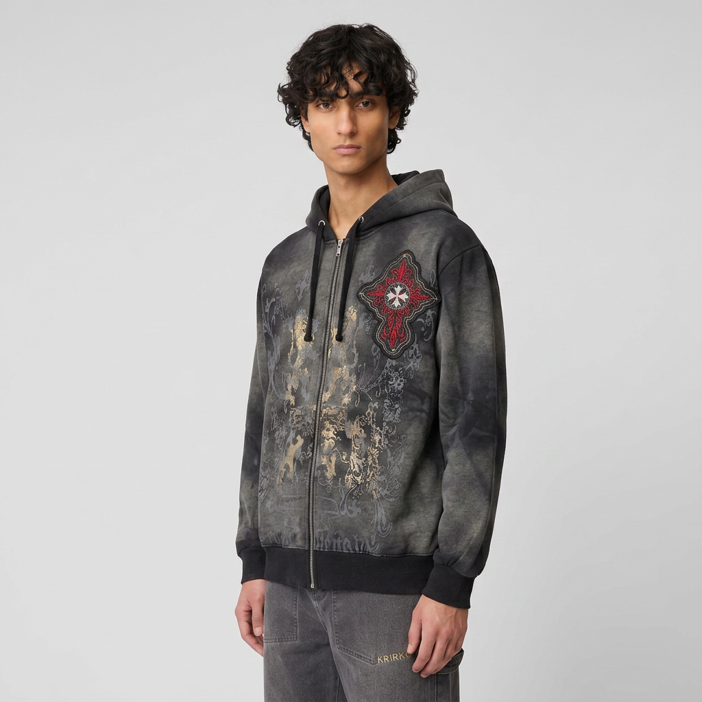 SUDADERA OJO ROJO Y2K DESLAVADA